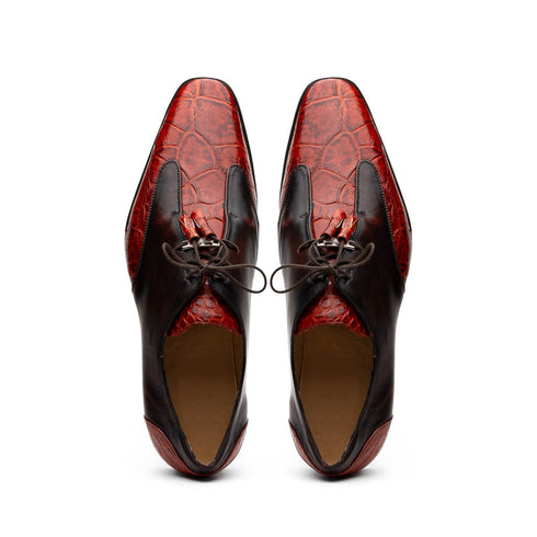 Marco Di Milano Anzio Cognac Alligator & Calfskin Derby