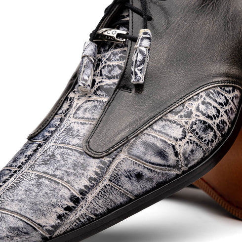 Marco Di Milano Anzio Newspaper Grey Alligator & Calfskin Derby