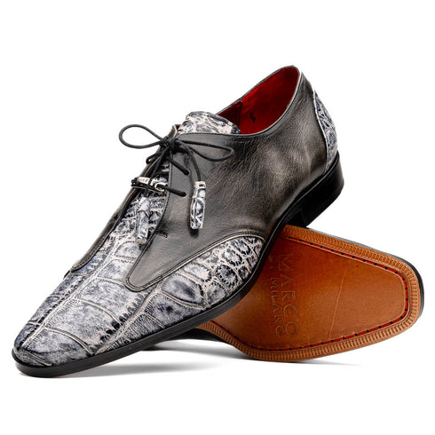 Marco Di Milano Anzio Newspaper Grey Alligator & Calfskin Derby