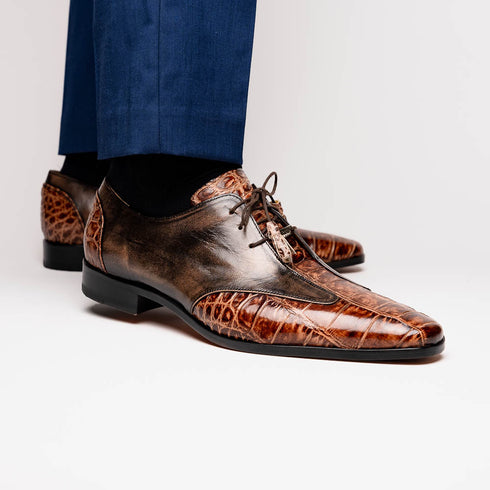 Marco Di Milano Anzio Orix Brown Alligator & Calfskin Derby