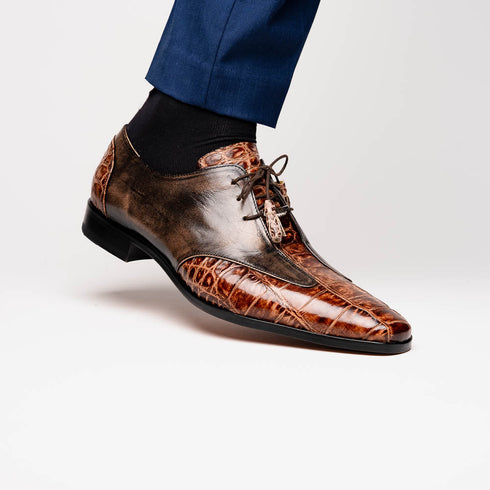 Marco Di Milano Anzio Orix Brown Alligator & Calfskin Derby