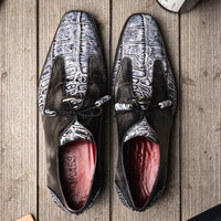 Marco Di Milano Anzio Newspaper Print Leather Oxford