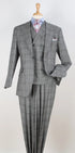 Apollo King Mens 3 Piece 100% Super 150s Wool Suit – Wide Peak Lapel, Double Breasted Vest