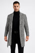 Mens Plaid White and Black Overcoat - Hounstooth Checker Pattern Topcoat