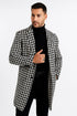 Mens Plaid White and Black Overcoat - Hounstooth Checker Pattern Topcoat