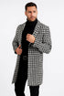 Mens Plaid White and Black Overcoat - Hounstooth Checker Pattern Topcoat