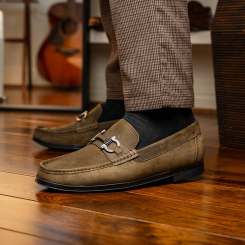 Marco Di Milano Atrani Crazy Olive Calf Bit Loafer