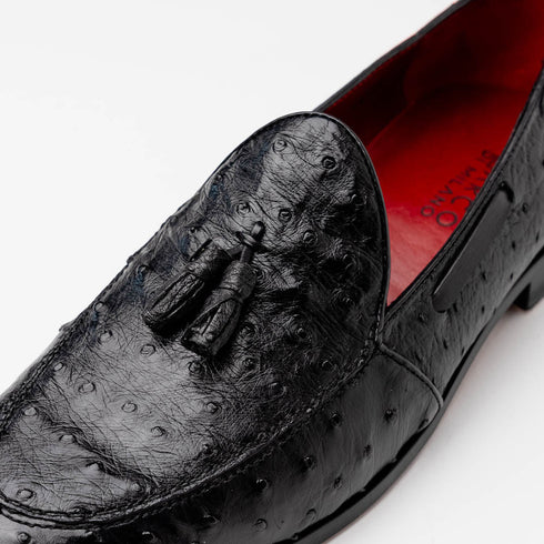Marco Di Milano Aubiere Black Ostrich Quill Tassel Loafers