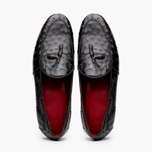 Marco Di Milano Aubiere Black Ostrich Quill Tassel Loafers