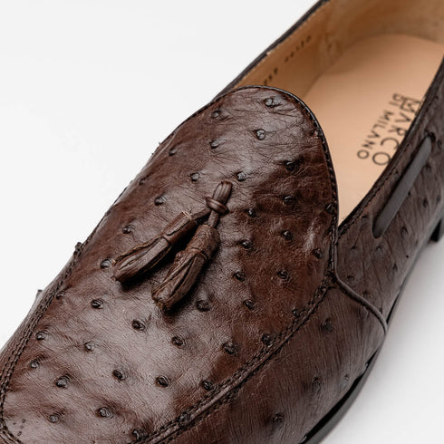Marco Di Milano Aubiere Brown Ostrich Quill Tassel Loafers
