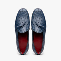 Marco Di Milano Aubiere Navy Ostrich Quill Tassel Loafers
