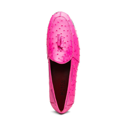 Marco Di Milano Aubiere Pink Ostrich Quill Tassel Loafers