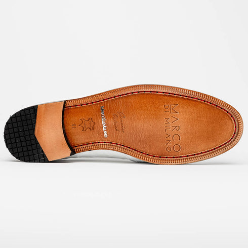 Marco Di Milano Aubiere White Ostrich Quill Tassel Loafers