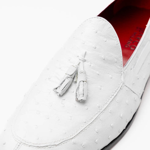 Marco Di Milano Aubiere White Ostrich Quill Tassel Loafers