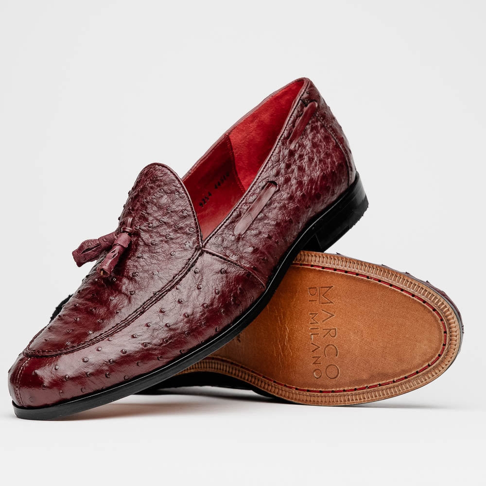 Marco Di Milano Aubiere Wine Ostrich Quill Tassel Loafers  display picture 3