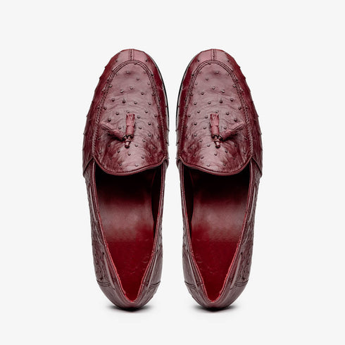Marco Di Milano Aubiere Wine Ostrich Quill Tassel Loafers