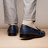 Marco Di Milano Aubiere Navy Blue Ostrich Quill Tassel Loafers