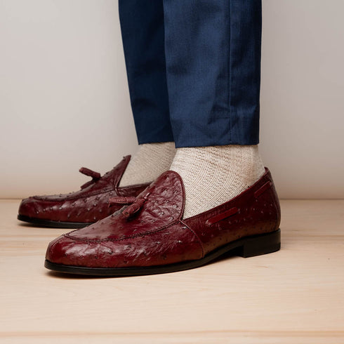 Marco Di Milano Aubiere Wine Ostrich Quill Tassel Loafers