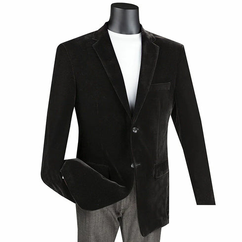 Velvet Regular Fit Fashion Jacket in Black