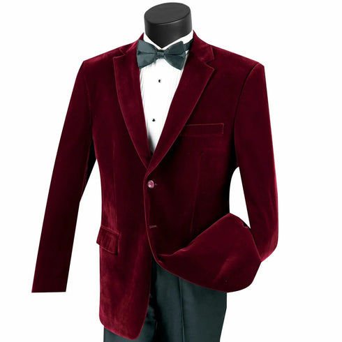 Velvet Regular Fit Fashion Jacket in Wine