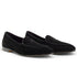 Zelli Hand-Stitched Sueded Goatskin Loafer with Crocodile Vamp in Black
