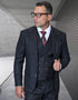 Mens Ticket Pocket Peak Lapel Double breasted Vest 100% Wool Tom Ford Style Modern Fit in Color "Black" By Statement