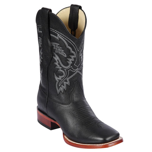 Los Altos Boots - Mens Dress Cowboy Boot - Low Priced Square Toe Stingray Boots- in Black