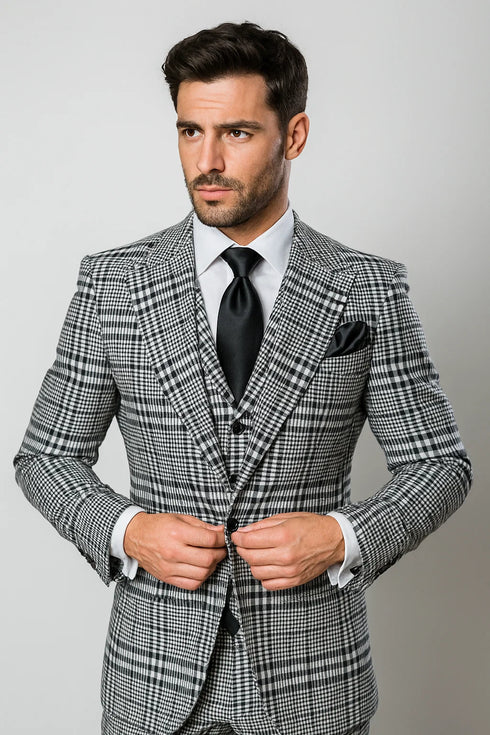 One Button 3 Piece Suit by Rossiman
