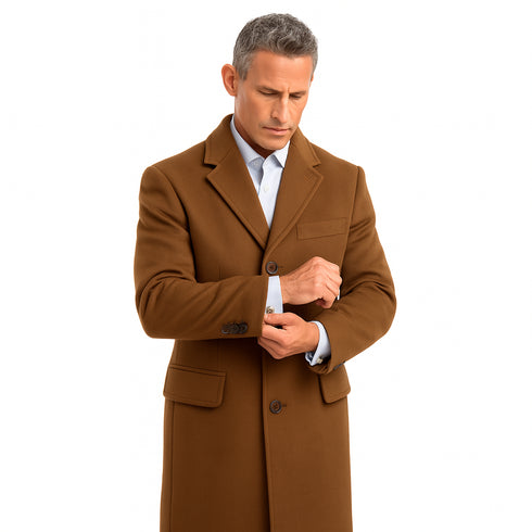 Copper Color Vicuna Vitali Light Brown Wool Long Overcoat