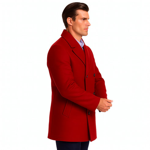 Mens Peacoat Wool double breasted Style Coat