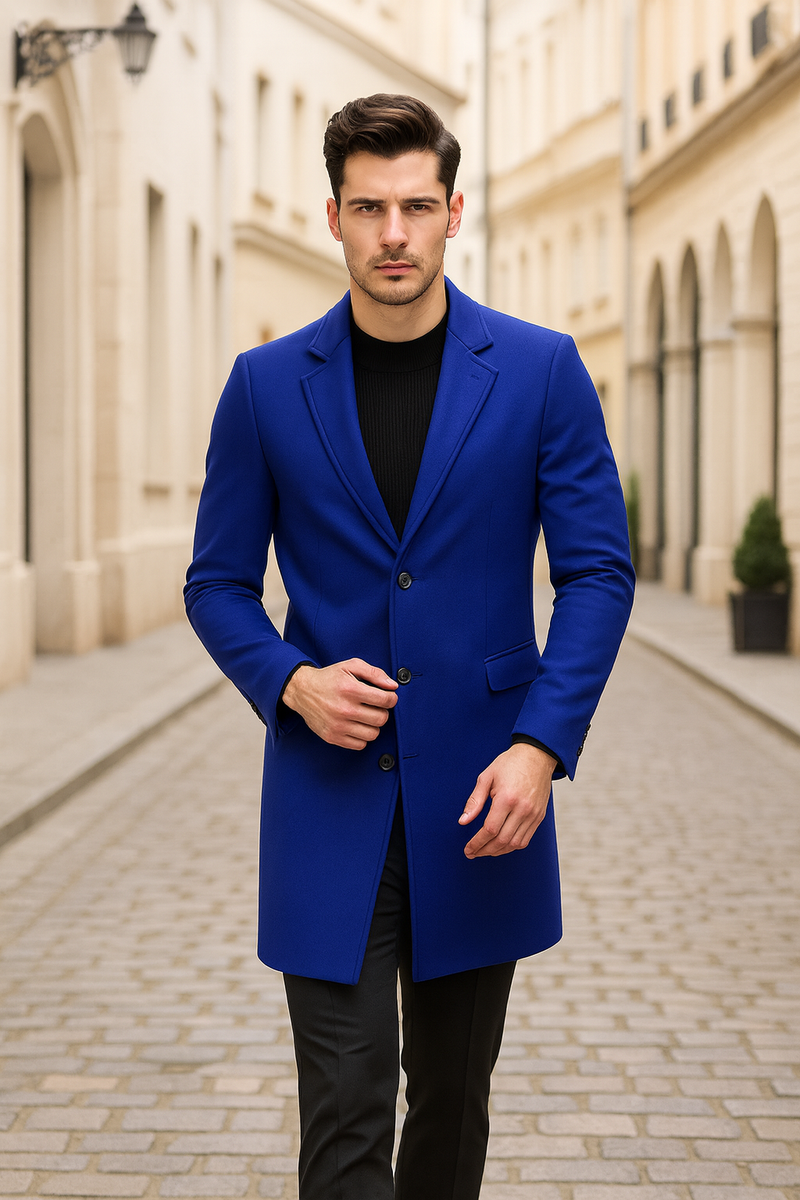 Mens Royal Blue Peacoat - Royal Blue Peacoat  OvercoatUSA