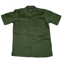 Mens Hunter Green Linen Shirt and Pants Casual Outfit Set