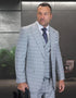 Statement Men's 3 Piece 100% Wool Wide Leg Suit- Windowpane Plaid