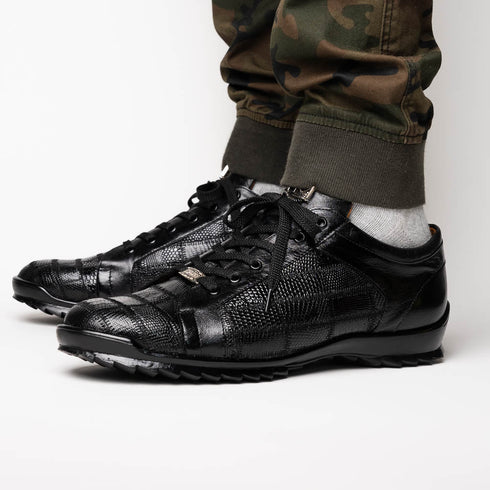 Marco Di Milano Bari Patchwork Lizard Sneakers in Black