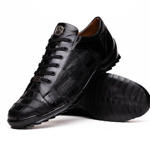 Marco Di Milano Bari Patchwork Lizard Sneakers in Black