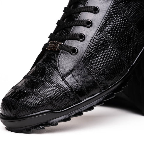 Marco Di Milano Bari Patchwork Lizard Sneakers in Black