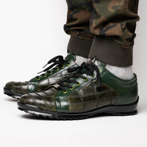 Marco Di Milano Bari Patchwork Lizard Sneakers in Green
