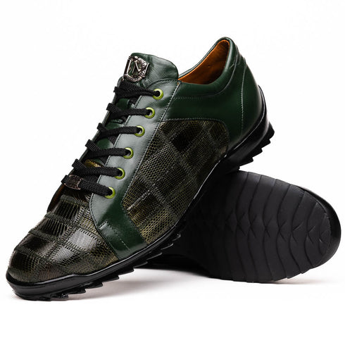Marco Di Milano Bari Patchwork Lizard Sneakers in Green