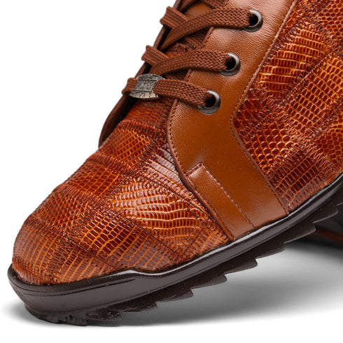 Marco Di Milano Bari Patchwork Lizard Sneakers in Cognac