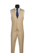 Beige Trimmed Lapel Slim Fit 3 Piece Suit