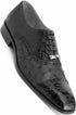 Belvedere Men's Black Ostrich Crocodile Shoes Cap Toe Onesto