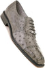 Belvedere Men's Gray Ostrich Crocodile Shoes Cap Toe Onesto