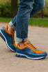 Belvedere Flash Men's Shoes Blue Safari & Almond Exotic Ostrich / Calf-skin Leather Casual Sneakers