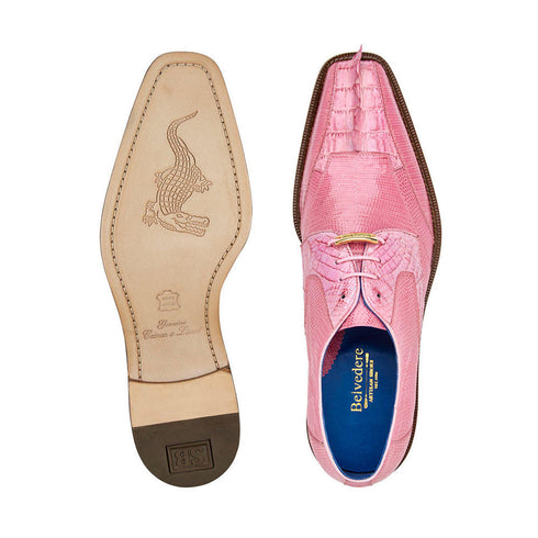 Belvedere Pink Crocodile Lizard Skin Mens Shoes Valter