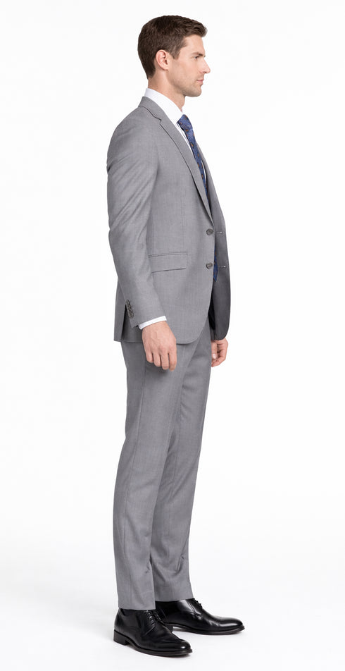 Bertolini 2Pc & 3PC Lt. Gray Two-button Wool & Silk Blend Suit