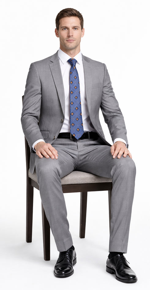 Bertolini 2Pc & 3PC Lt. Gray Two-button Wool & Silk Blend Suit