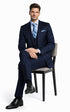 Bertolini 3 Piece Wool/Silk Solid Navy Suit