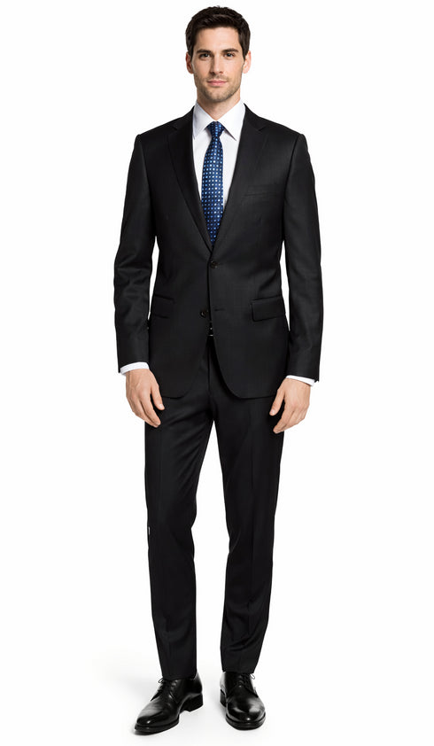 Bertolini 3Pc Wool & Silk Solid Black Suit