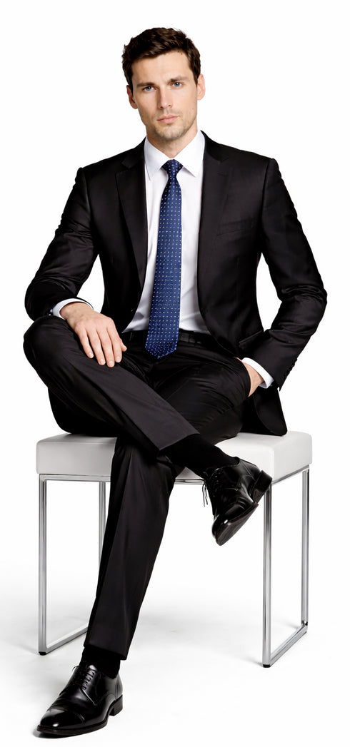 Bertolini Wool & Silk 2Pc 2 Buttons Black or Charcoal