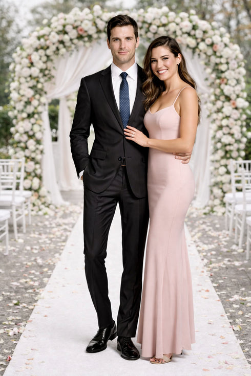 Bertolini Wool & Silk 2Pc 2 Buttons Black or Charcoal